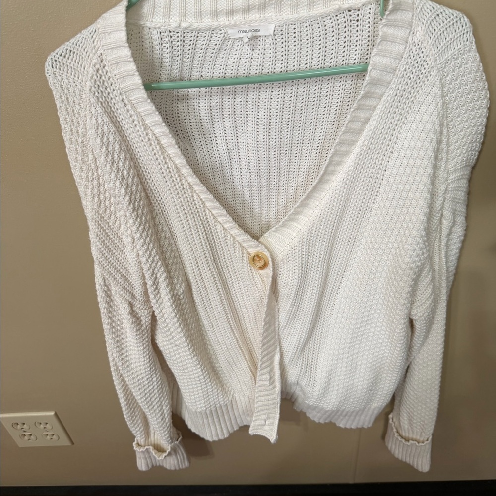 Maurices Cream Button-Up Cardigan